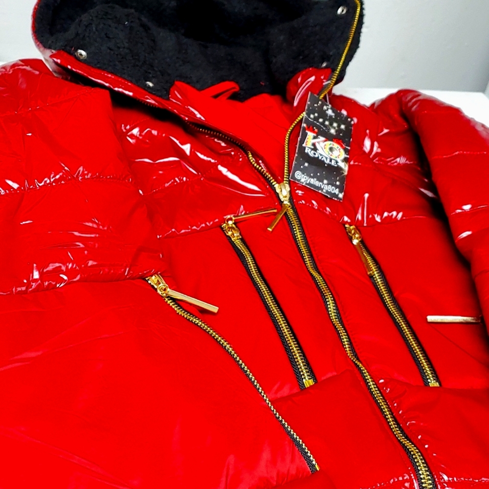 Candy Red Bubble Coat Size L